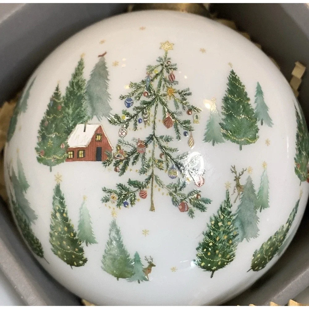 Pottery‎ Barn CHRISTMAS IN THE COUNTRY ORNAMENT SET Nostalgic Glass Balls